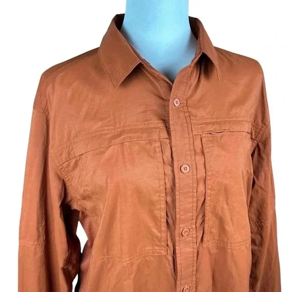 REI Co-op Men’s Orange Sahara Solid Long Sleeve Shirt - Picture 3 of 7
